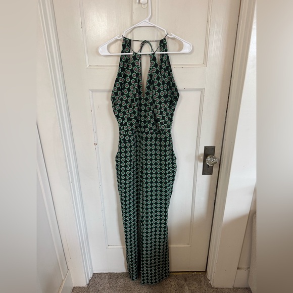 Diane Von Furstenberg Ireland green printed jumpsuit size 2 - Picture 3 of 14